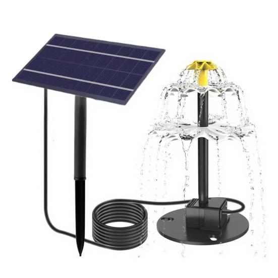 Solar Bird Bath Fountain Three-Tiered Cascade Fountain Solar-Powered Water Fountain for Outdoor Bird Bath Feeder Garden Terrace Decor