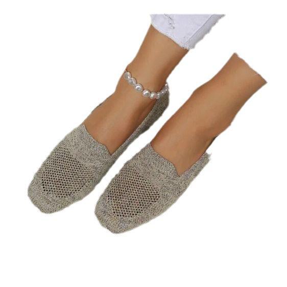 Flache Schuhe mit runder Spitze für Damen im Sommer 2024 – lässiger Sportstil, europäische und amerikanische Mode, große Größe, flaches Munddesign.