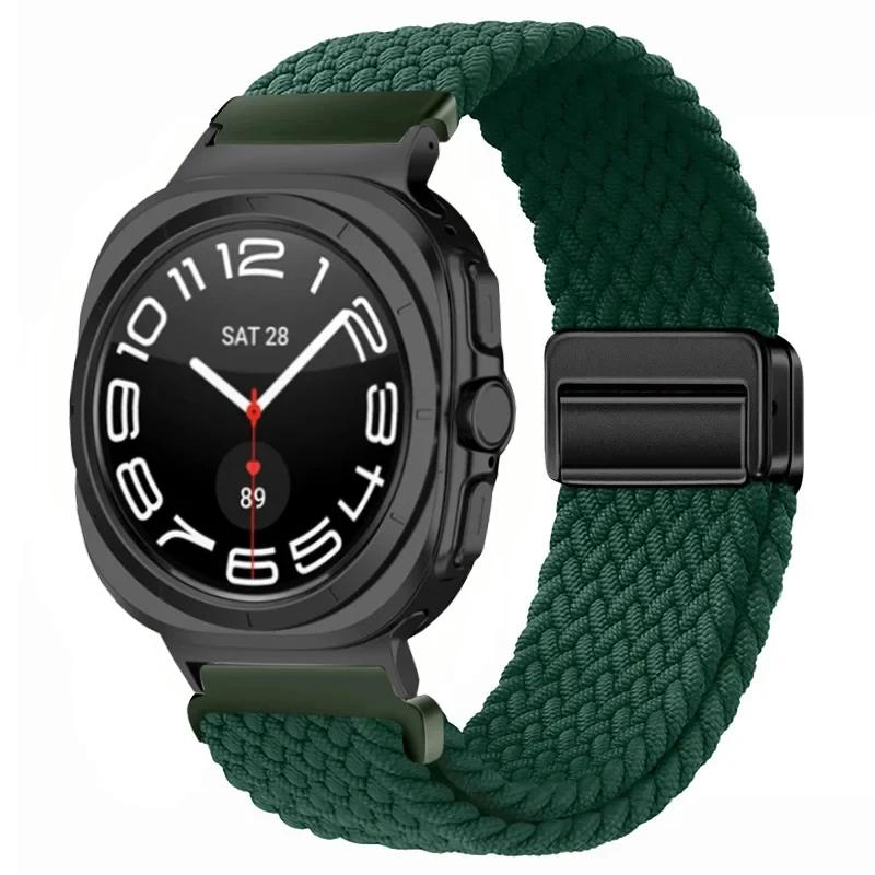 Gevlochten Nylon Lusband Voor Samsung Galaxy Watch Ultra 47mm Magnetische Armband Polsband voor Galaxy Watch 8 Ultra 2026 47mm Band