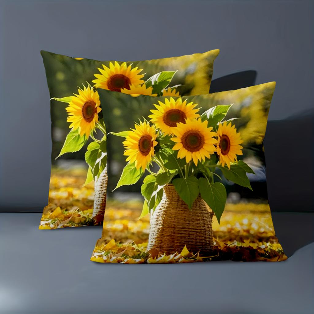 1 Pieces Sunflower Basket Autumn Throw Pillow Covers Pattern Cushion Cover Suitable For Sofa Bedroom Car Pillow Cover