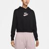 Nike Floral Print Fleece Pullover Hoodie Women Tops Black DH1375-010