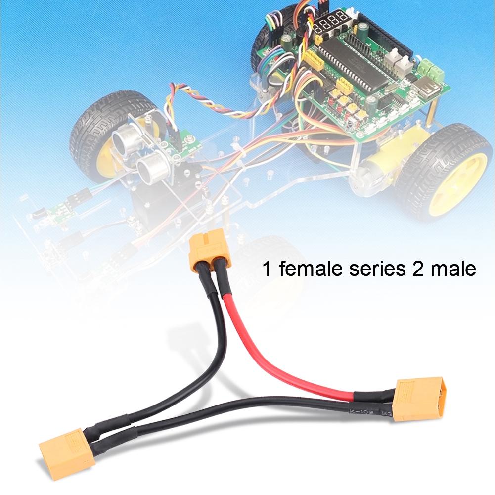 2PcsSet XT60 Series Battery Pack Connector Adapter Cables for RC Lipo 1 Female To 2 Male