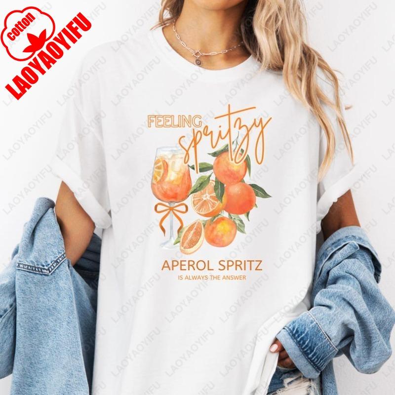 Aperol Spritz Love At First Spritz Feeling TShirt Cocktail Lover Old Money Aesthetic Demure Coquette Men Women Cotton Adult Tees