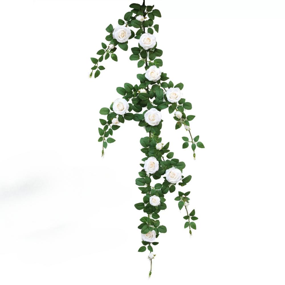 Hanging Flowers Artificial Hanging Plants 1.5m Artificial Rose Vine Hanging Plants Artificial Flower for Home Room Garden Wedding Indoor Outdoor Decor