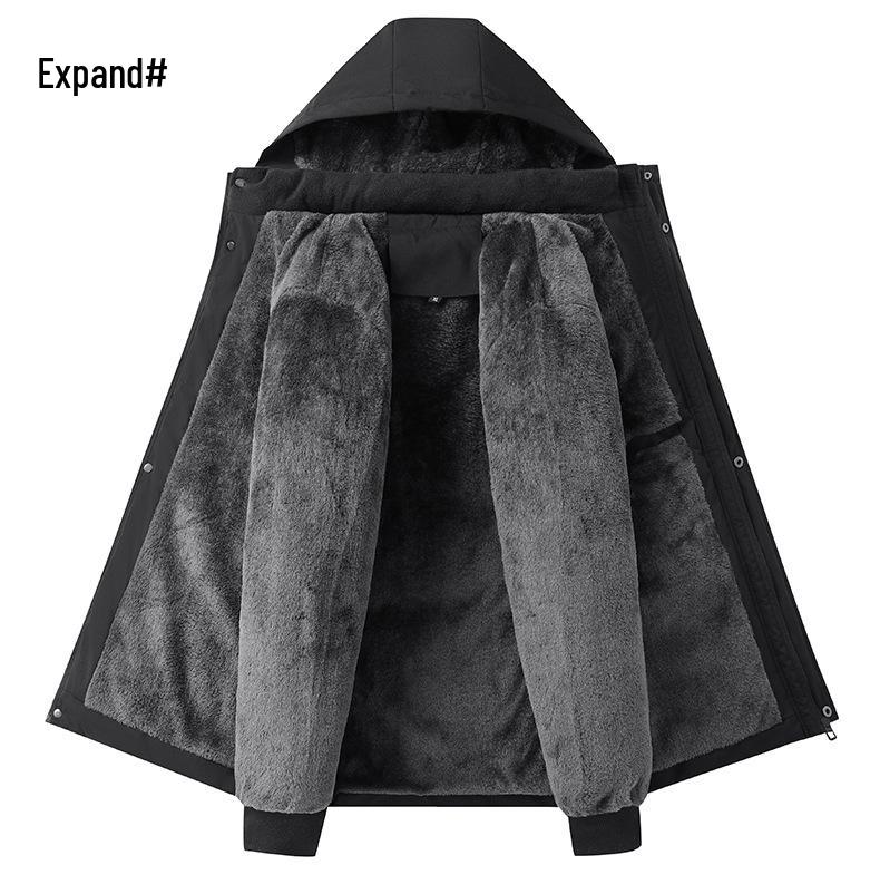 Dad's Winter Warm Plus Velvet Thick Cotton Jacket for Middle-Aged Men