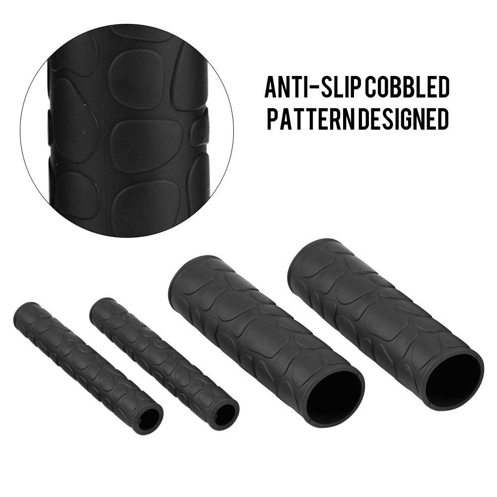 Grip Shrink Tubes Qiilu 1 Pair Universal Motorcycle Anti Slip Soft Rubber Handlebar Grip Cover + Brake Lever Cover (Black)