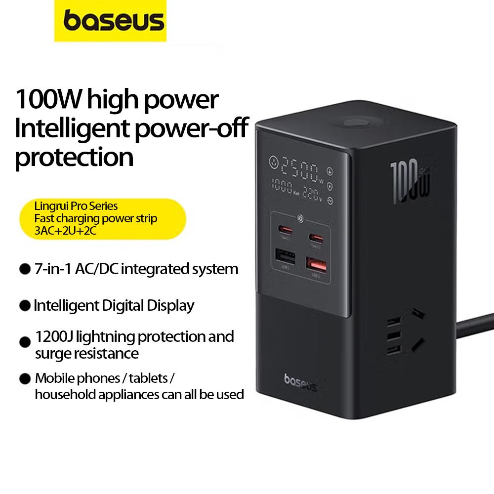 

Baseus вертикальная цифровая розетка 100 Вт станция быстрой зарядки/интеллектуальная зарядка/многофункциональное зарядное устройство/удлинитель/настольная розетка чёрный