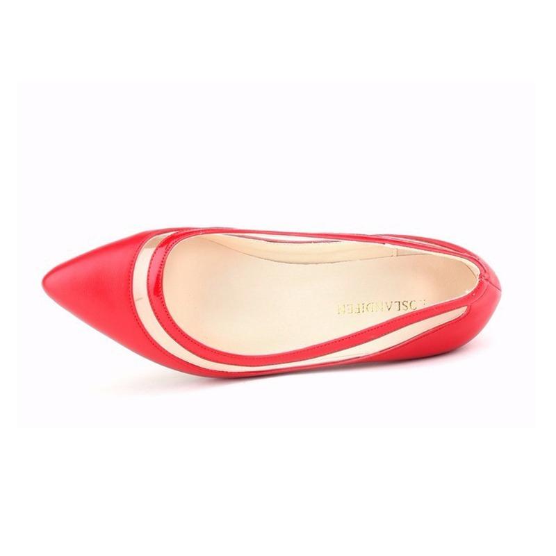 Nauji matiniai moteriški batai smailiais pirštais raudonais apatiniais žemakulniais, moteriški vieniši batai Karjera pavasario rudens batai