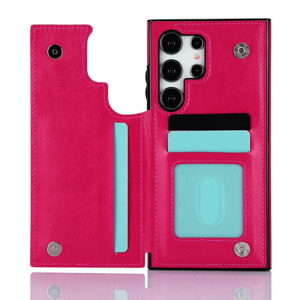 Wallet Double Button Card Slot Stand Flip Leather Case For Samsung Galaxy S25 S24 Ultra S23 Plus S24FE S22 S21 S20 Note 20