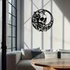 Metal Wall Art Crescent Moon Skull Sculpture, Gothic Mystical Decor for Bedroom Study Outdoor, Halloween Christmas Gift for Dark Art Lovers