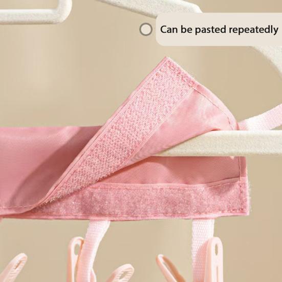 Folding Clothes Hanger Clips Towel Drying Rack Strong Load-bearing Fastener Tape Design Sock Underwear Hanger with 6 Clips
