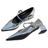 2024 Spring Style Pointed Toe Versatile Style Single Shoes Square Heel Women's Shoes Medium Professional Dress French High Heels
