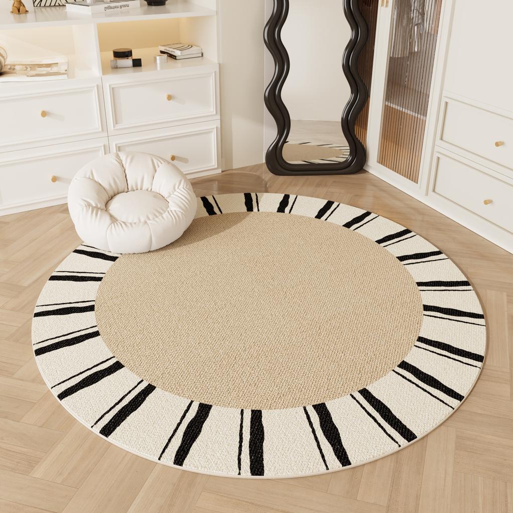 Light Luxury Carpets for Living Room Thick Plush Study Floor Mat Cream Style Bedroom Decor Round Carpet Fluffy Soft Bedside Rug