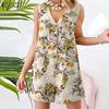 Women's Floral Summer Jumpsuit - Loose, Casual Beach Tank & Shorts