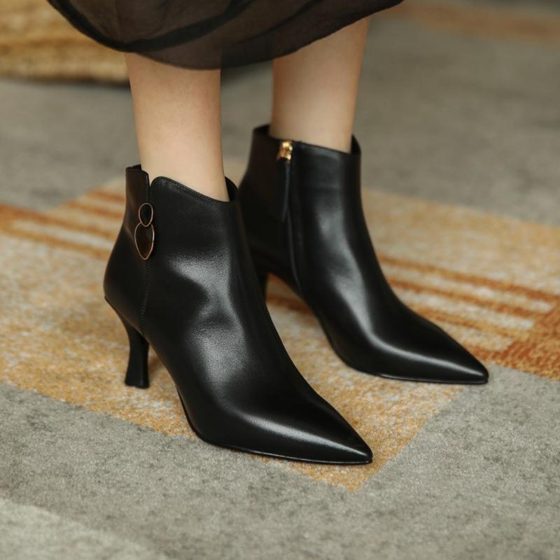 Móda NOVÉ Podzimní Dámské Boty Boty z Pravé Kůže pro Ženy Špičaté Špičky Boty na Tenkém Podpatku Elegantní Moderní Kozačky Denní Boty Kotníkové Boty