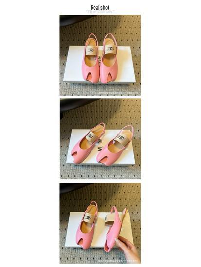 MM6 Samt Riemen Flache Sandalen - Frühling/Sommer '26 - Apfel Zehenpartie, Elastisches Band, Vielseitiges High Heel Design