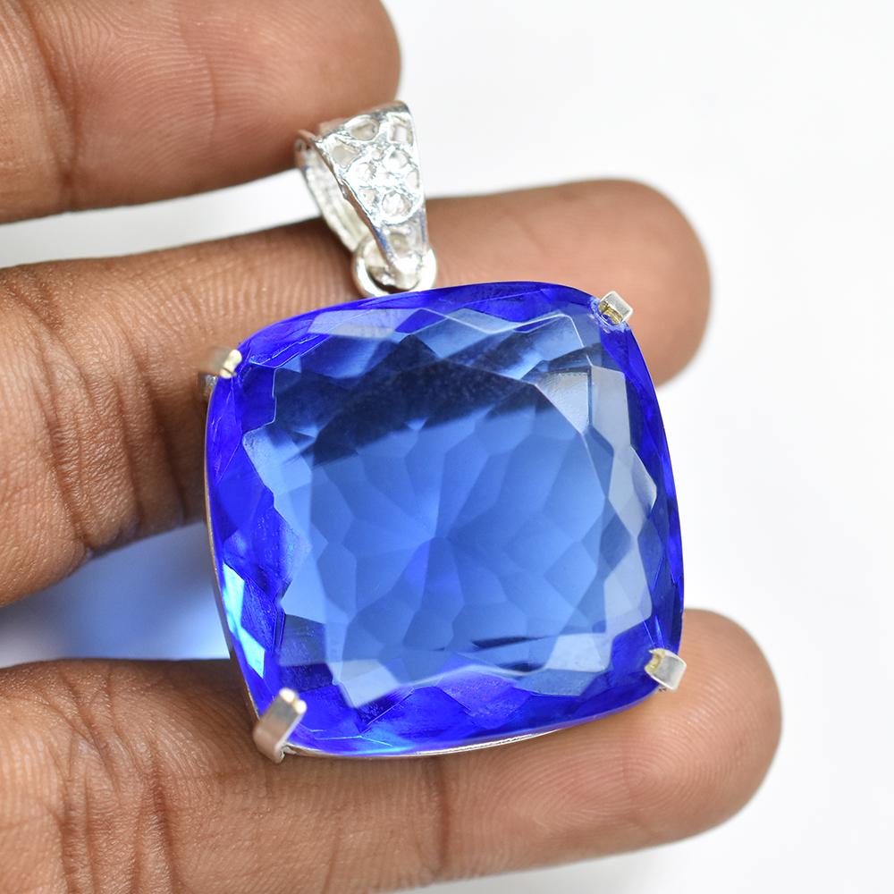 

Brazilian Topaz 94.25 Ct CERTIFIED 925 Sterling Silver Cushion Gemstone Pendant MY-PD-153-NS 27.6 mm Approx.
