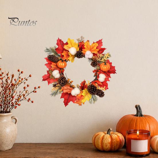 Waterproof Outdoor Glass Ornament Thanksgiving Autumn Wall Decal Maple Leaf Pinecone Pumpkin Harvest Window Sticker Indoor Festive Decor Self-Adhesive