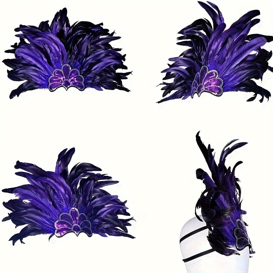 

Гламурная элегантная повязка на голову с перьями в готическом стиле, шиньон с павлиньим пером в стиле панк Y2K, реквизит для косплея Марди Гра на Хэллоуин, принадлежности для вечеринок в бар-клубе Rave,