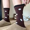 Fashion Blue-Brown Contrasting Striped Socks Autumn Cotton Wrapping Straight Socks Crimped Large Dot Stacked Medium Tube Socks
