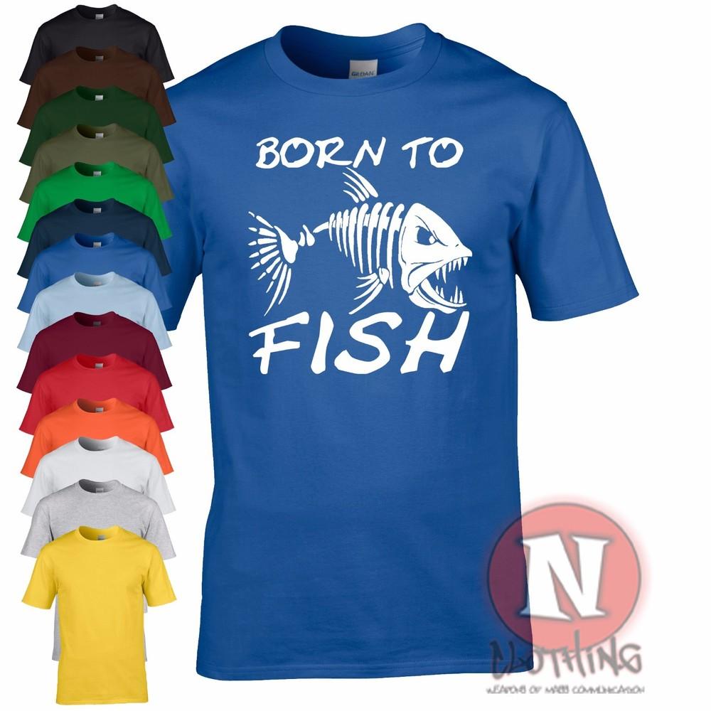 Born To Fisch T-Shirt Angeln Karpfen Fly See Stange für Geburtstage Vatertag