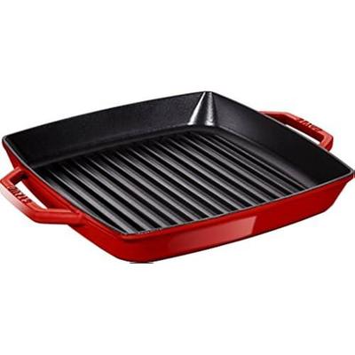 STAUB Grill żeliwny z podwójnym uchwytem, kwadratowy, 28 x 28 cm, wiśniowy