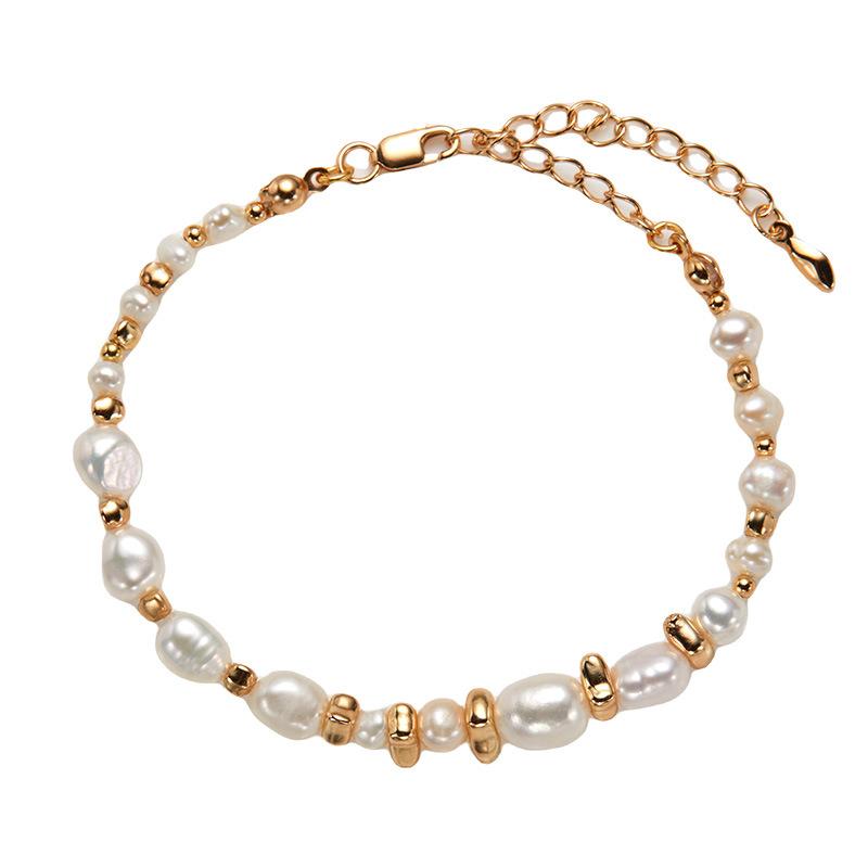 S925 Sterling Silver Natural Freshwater Pearl Color Treasure Item Women'S Trend Handmade String Irregular Bead Silver Versatile Earrings