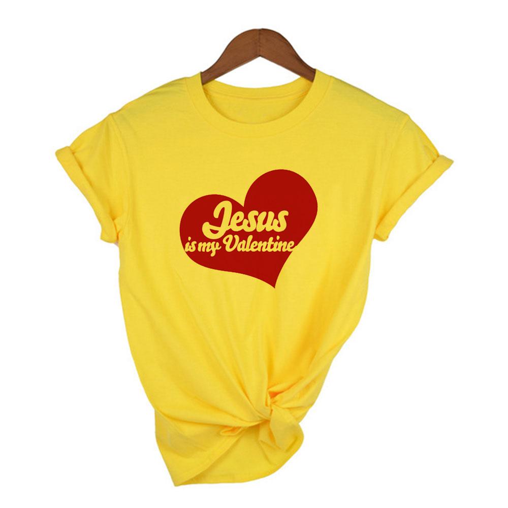 Jesus Is My Valentine God Women Graphic Short Sleeve T Shirt Valentines Day Love Harajuku 3XL