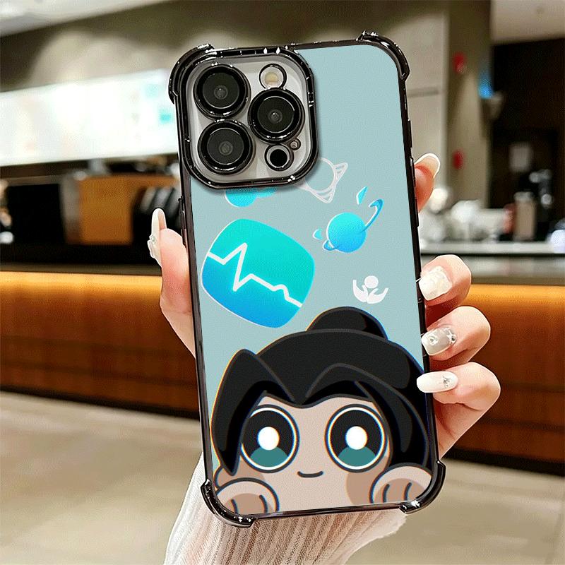 V-Valorant Cute Catoon Plating Phone Case For Iphone 16 17 Pro Max Air 16E 14 15 Plus 12 13 Mini Anti-Fall Airabag Cover