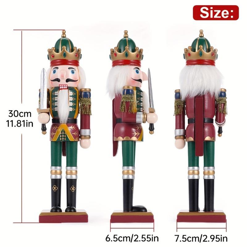 30CM Nutcracker Soldier Figurines Set 2025 Christmas Decoration Wood Nutcracker Puppet Statue Ornaments Vintage Craft Xmas Decor