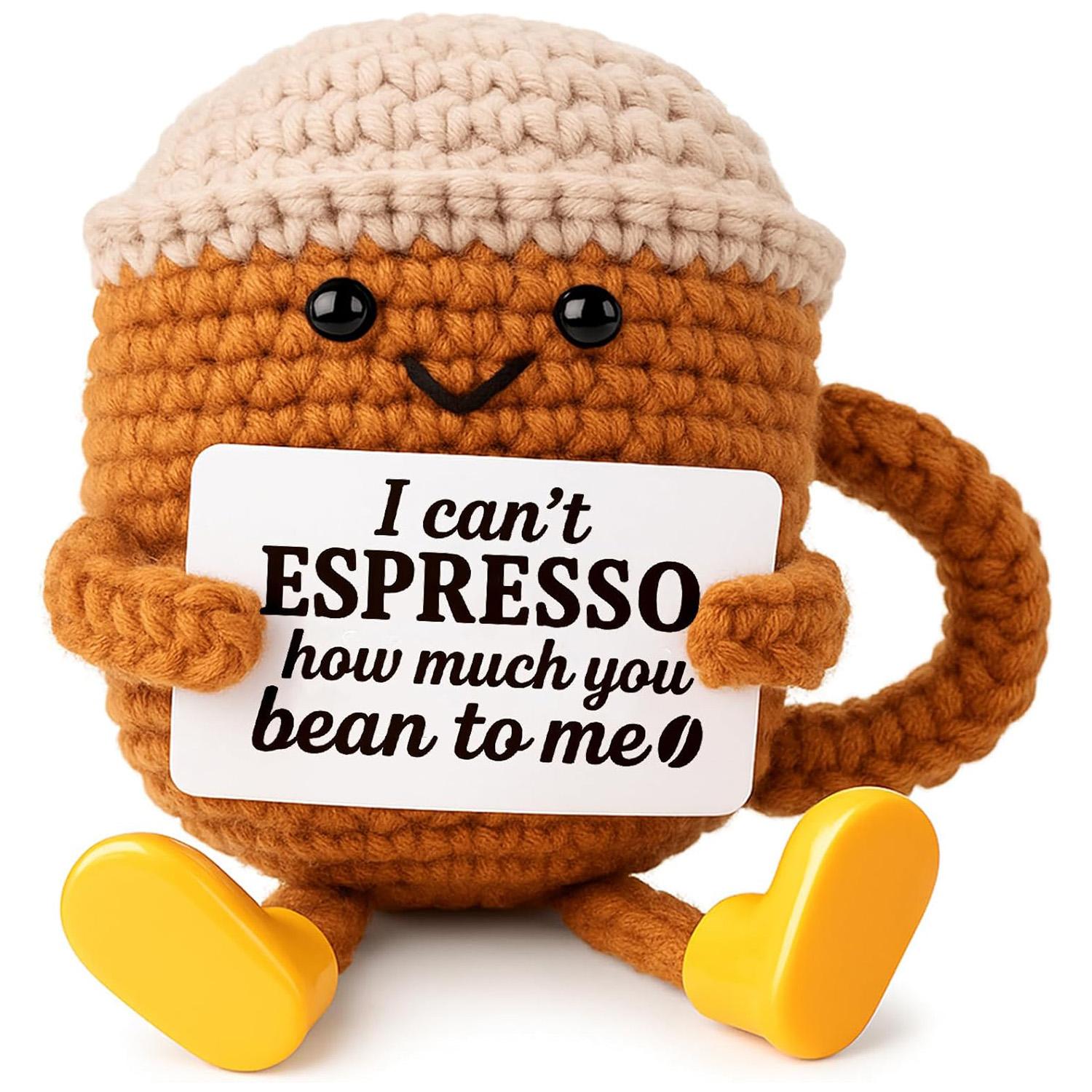 

Crochet Emotional Support Panda Dolls Christmas Household Decoration Playful Handmade Knitted Positive Coffee Dolls Gifts Decoration