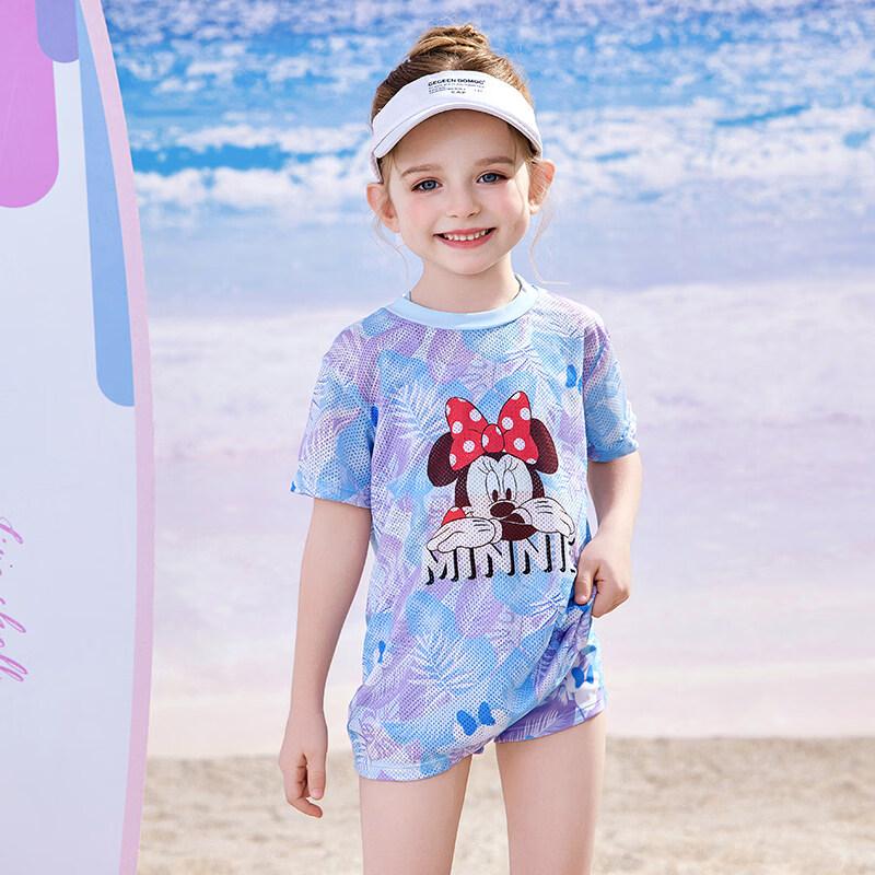 Disney Girls  Short Sleeve Split Three-Piece Swimsuit Set 120