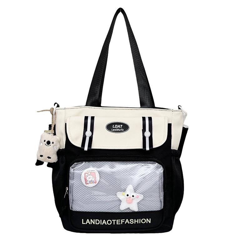 Schoolbag, Hand-held Tutorial Bag, Korean Version of Instagram, Large-capacity, College-style, Color-blocking Middle School Backpack