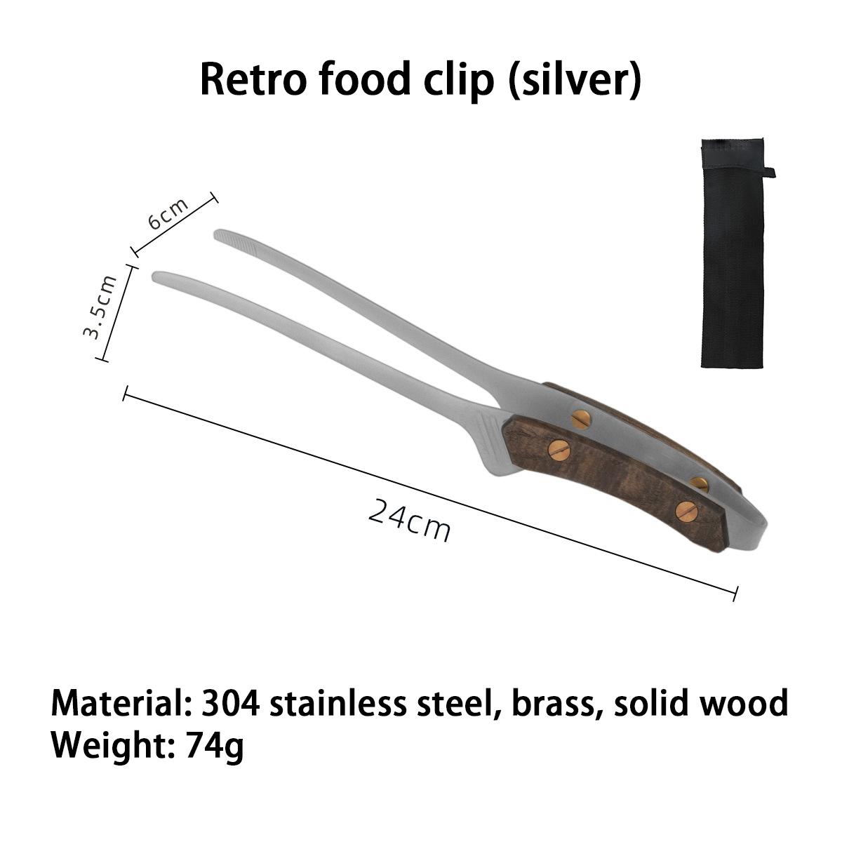 

Picnic Meat Clip Camping Grilling Tongs Supplies Vintage BBQ Grill Stainless Steel Barbecue Tong Lightweight Outdoor Tableware