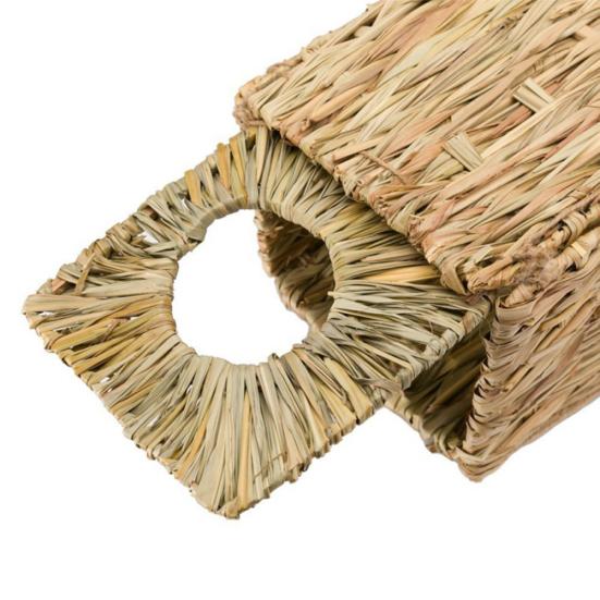 Woven Grass Straw Small Pet Rabbit Hamster Cage Nest House Chew Toy Foldable Bed
