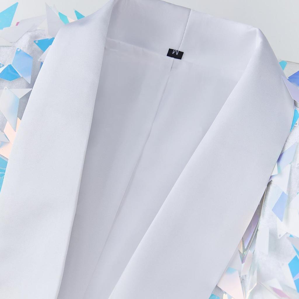 Jachetă de costum cu paiete și ciucuri de lux pentru bărbați, Costum de scenă pentru cântăreț