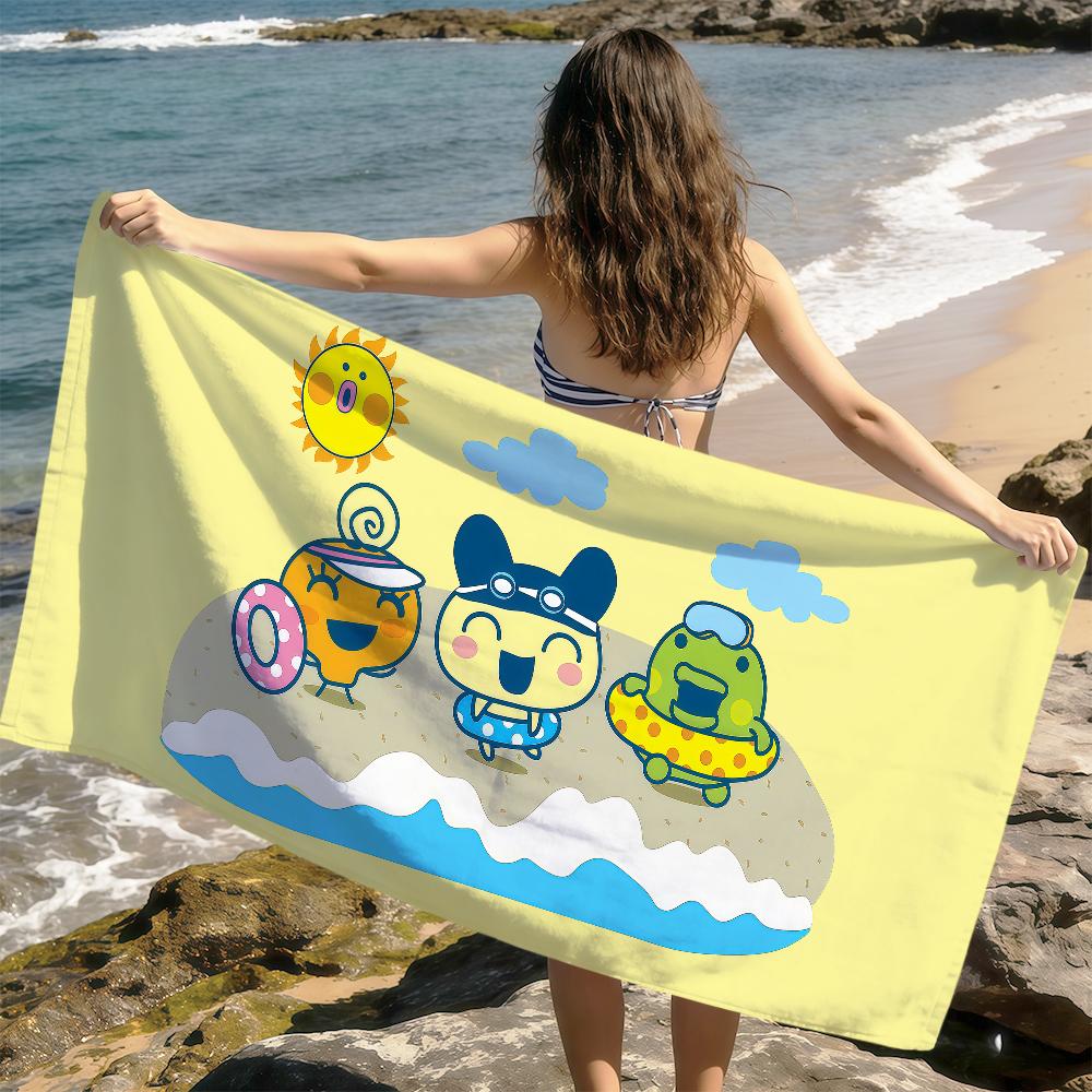 cute funny face t-tamagotchi kuchipatchi mametchi soft Dry Beach Towels Trip Towel swim Summer Holiday bathing Pool Camp Gift