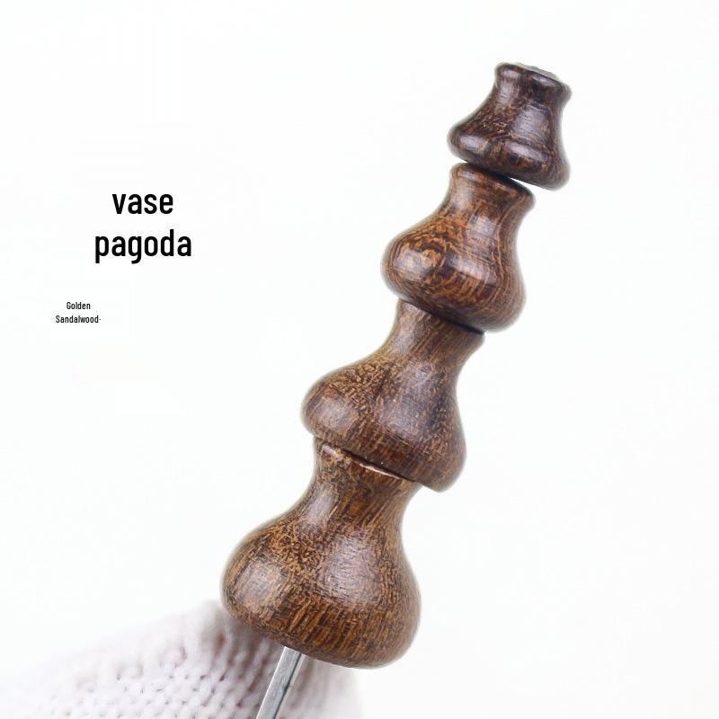 

Golden Sandalwood Pagoda Vase Beads for DIY Buddha Handmade Accessories Vase Pagoda (fits 6-8MM beads)