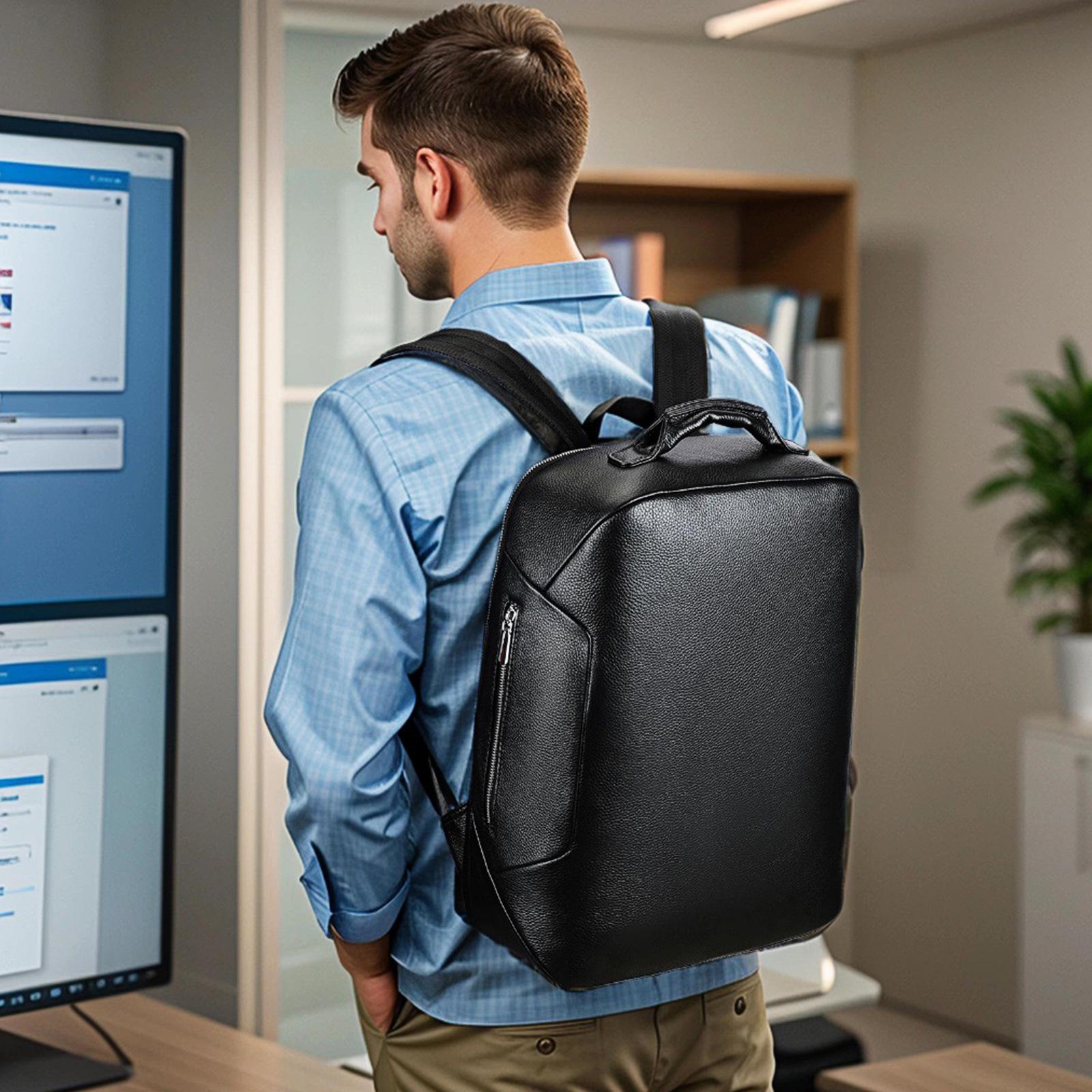 

Мужской кожаный рюкзак Marant: Деловая повседневная дорожная сумка и сумка для ноутбука чёрный