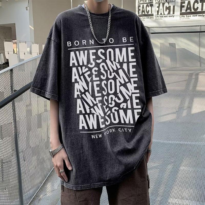 

Американские футболки с принтом в стиле ретро, летняя повседневная одежда с полурукавом для мужчин, стильные потертые пуловеры свободного кроя в молодежном стиле XXXL чёрный