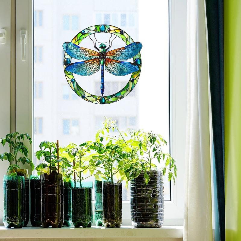 Painted Dragonfly Balcony Glass Window Home Beautification and Decoration Electrostatic Uv Window Sticker
