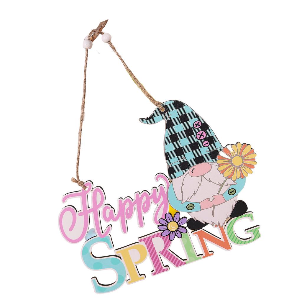 Easter Wooden Hanging Sign for Front Door Decor Happy Easter/Spring Sign Door Hanger Easter Wooden Wreath for Outdoor