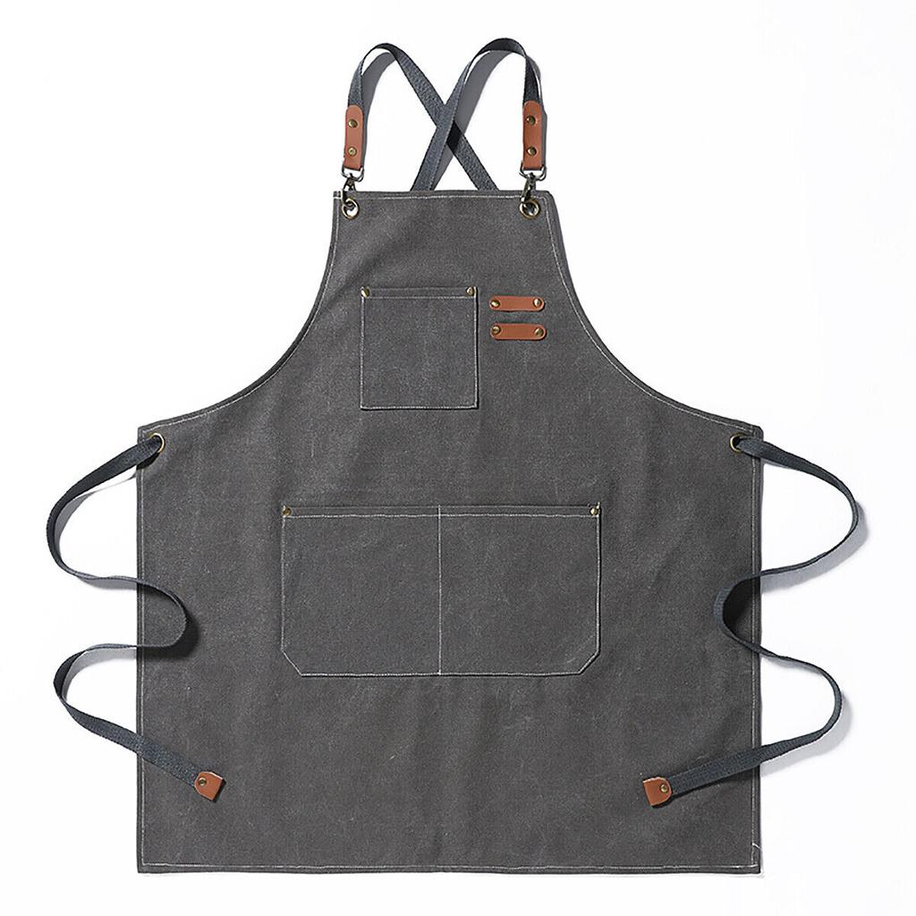 Kitchen Thicken Canvas Apron For Woman Men Waterproof Stain-Resistant With Pockets Cooking Apron Woodworking Painting Work Apron