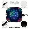 2D-Neon Mandala Flower Print Protective Sunglasses Case, Portable Zipper Eyewear Pouch, Lightweight Zipper Eyeglasses Holder for Travel Gift