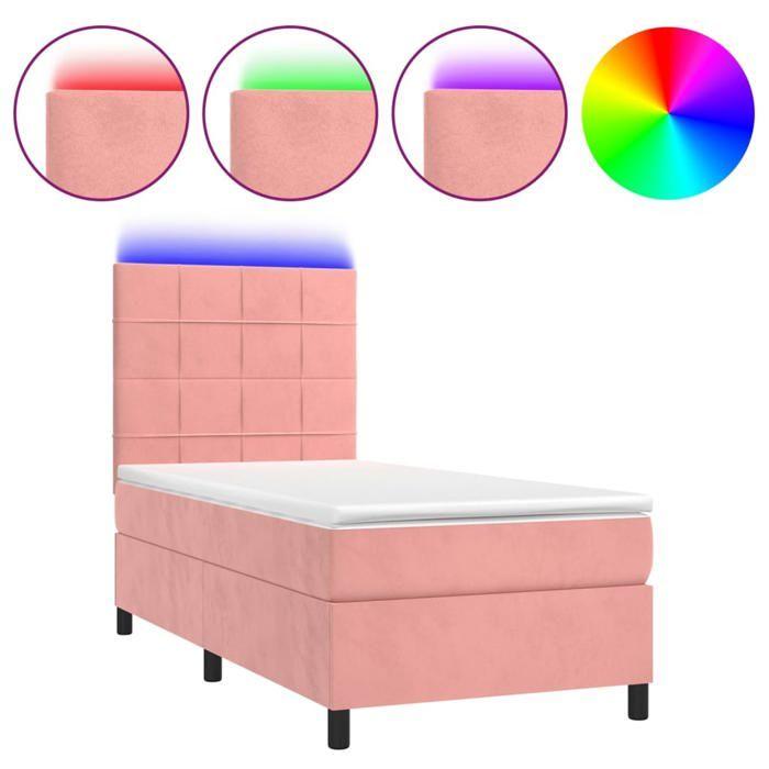 VidaXL Sommier à Lattes de Lit avec Matelas et LED, Lit Rembourré, Lit Simple, Lit Adulte de Chambre à Coucher Intérieur, 3136112