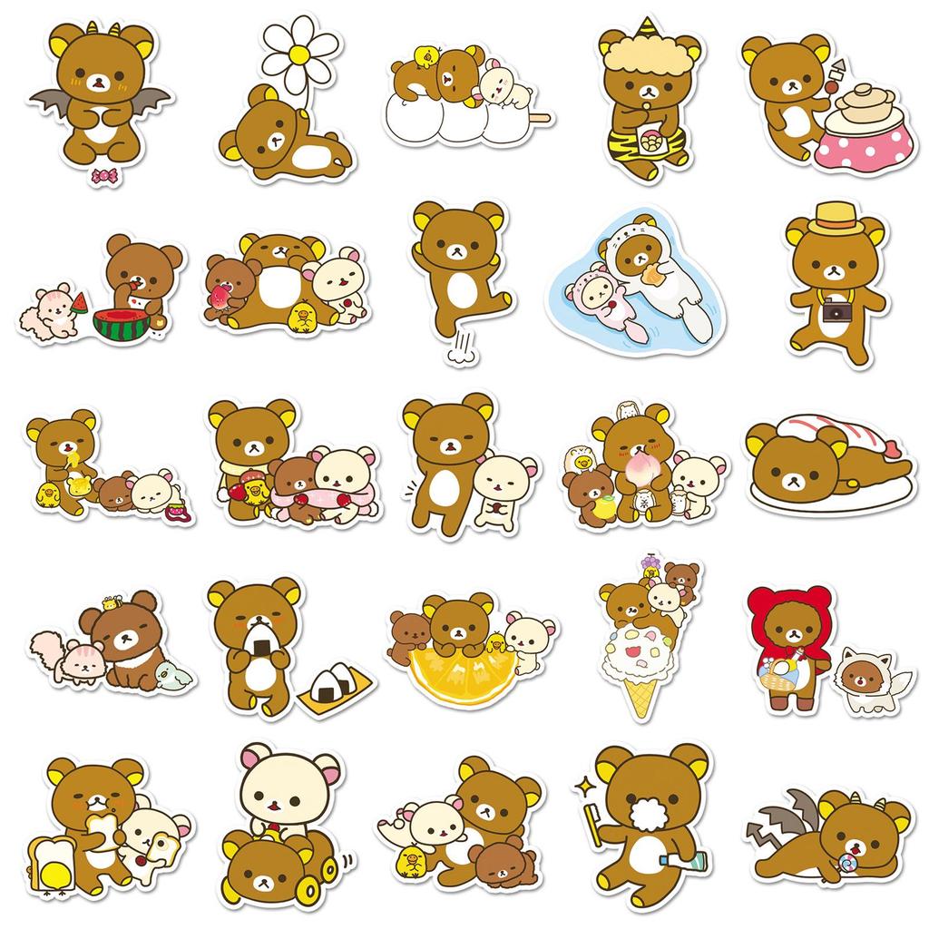 50 Blatt Rilakkuma Cartoon Aufkleber: Süße Dekoration für Handyhüllen, Trinkbecher und Computer