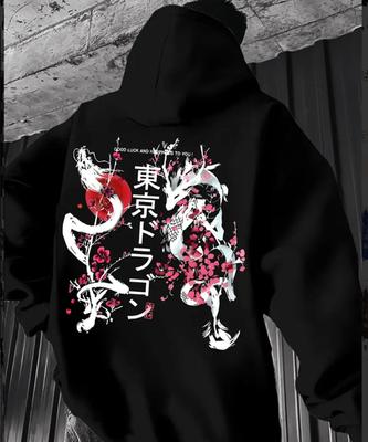 Men's Casual Street Style Hoodie, Trendy Loose Hoodie Y2K Hip-hop Street Wear Men's and Women's Pullover Casual Top