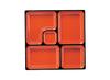 Wakaizumi Lacquerware ABS Square Bento Box with Vermilion and Heat-Resistant 8-inch D.X Divider, Black, 1-399-6