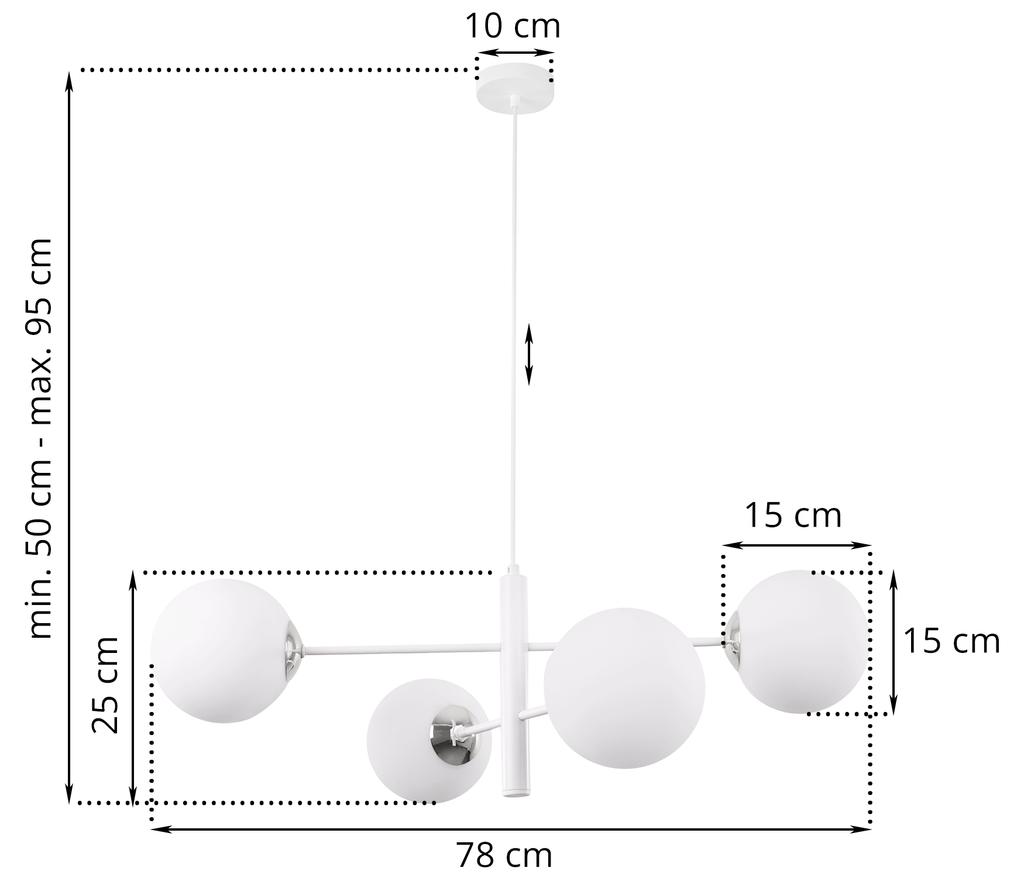 Vicenza Hanging Lamp White-Chrome 4-Flat White Lampshade E14