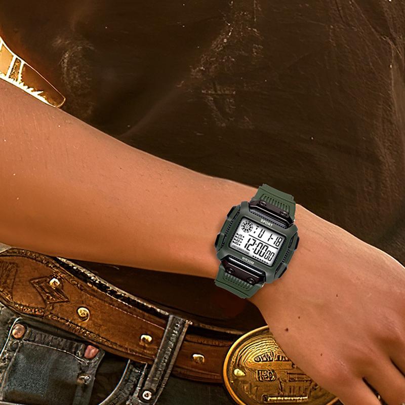 Męskie zegarki sportowe Wodoodporny Zewnętrzny Cyfrowy LED Budzik Zegarek elektroniczny